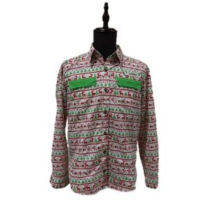 Magellan Men's Large Outdoor Fishing Shirt Long Sleeve Christmas All Over Print